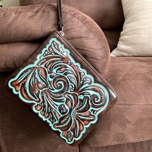 Patricia Nash Cassini tooled leather wristlet